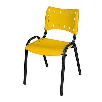 Cadeira Iso Base Preto Escola, Escritório Amarelo Kit 11 Un