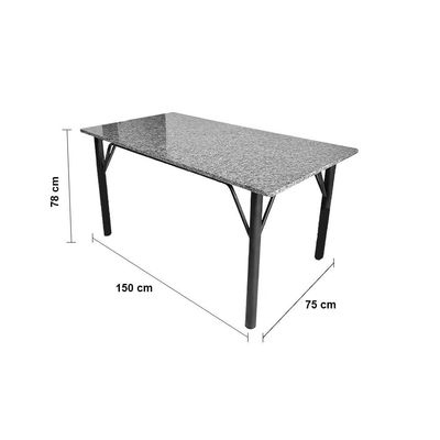 Mesa de Jantar Retangular Famais Noruega com 6 Cadeiras Preto