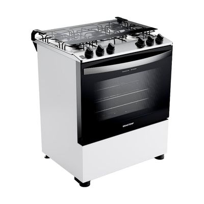 Fogão Brastemp 5 Bocas BFS5NDB com Queimadores Rápidos, Forno com Visão Panorâmica e Botões Removíveis Branco / Bivolt