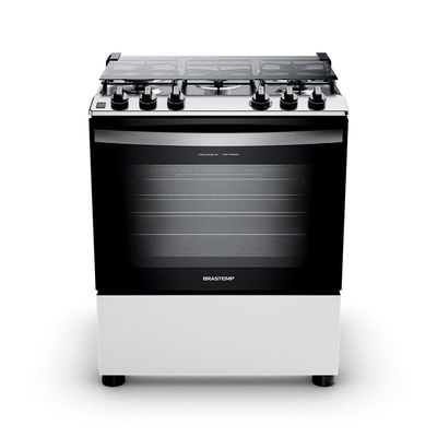 Fogão Brastemp 5 Bocas BFS5NDB com Queimadores Rápidos, Forno com Visão Panorâmica e Botões Removíveis Branco / Bivolt