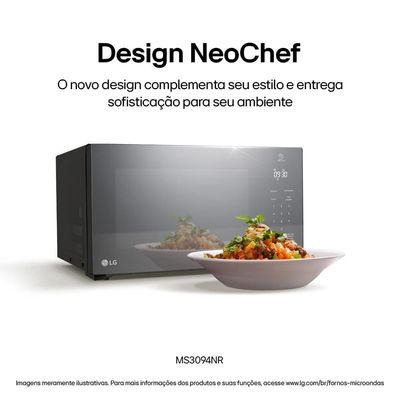 Forno Micro-ondas LG MS3094NRA com visual NeoChef e Limpa Fácil Espelhado Prata / 220V