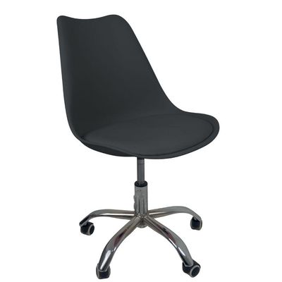 Kit 15 Cadeiras Office Base Cromada Com Rodizio Giratória Saarinen Preto