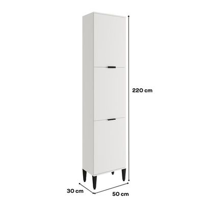 Paneleiro Miami 3 Portas 5 Prateleiras Carraro Branco