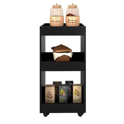 Armário Multiuso Para Cozinha Com Rodízios L03 Seul - Mpozenato Preto