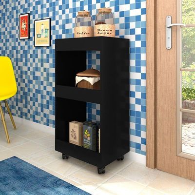 Armário Multiuso Para Cozinha Com Rodízios L03 Seul - Mpozenato Preto