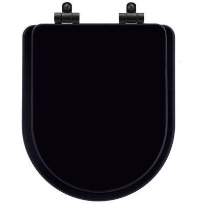 Tampa De Vaso Poliéster Com Fechamento Lento Link-lk Preto Para Louça Deca Com Ferragem Preta