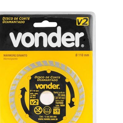 Disco Diamantado Vonder 110mm V2 Furo 20