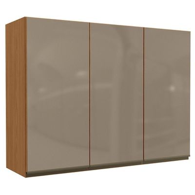 Armario Aereo 3p Vidro 120 Cm Mdp Maxxi G767 Canela Kappesberg Canela