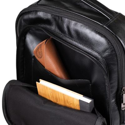 Mochila Masculina Executiva de Couro Joá Preto U / Preto