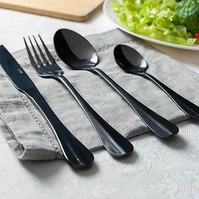 Faqueiro Lyor Preto 24 Peças Positano Jogo de Talheres Inox Fosco Mesa Posta