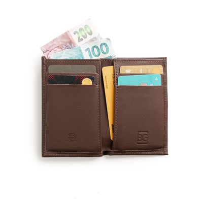 Carteira Masculina Slim de Couro Vertical RFID Street Marrom U / Marrom