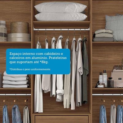 Guarda-roupa Casal 194,4cm 6 Portas 2 Gavetas Com Espelho