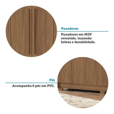 Guarda-roupa Casal 194,4cm 6 Portas 2 Gavetas Com Espelho