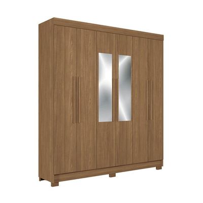 Guarda-roupa Casal 194,4cm 6 Portas 2 Gavetas Com Espelho