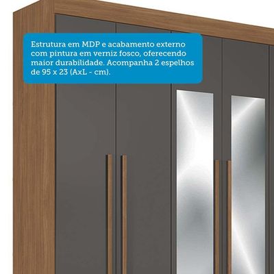 Guarda-roupa Casal 194,4cm 6 Portas 2 Gavetas Horácio