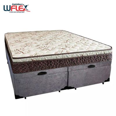 Cama Box Baú Queen Suede Bipartido + Colchão Elegance Ortopédico Espuma D33 Extra Firme 158x198x63 Cinza