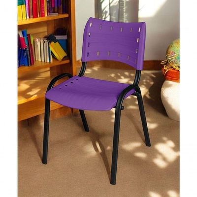 Cadeira Iso Base Preto Igreja, Escola, Escritório - Violeta Kit 2 Peças