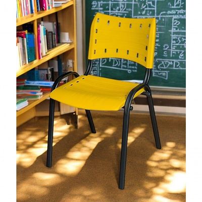Cadeira Iso Base Preto Igreja, Escola, Escritório - Amarelo Kit 10 Peças
