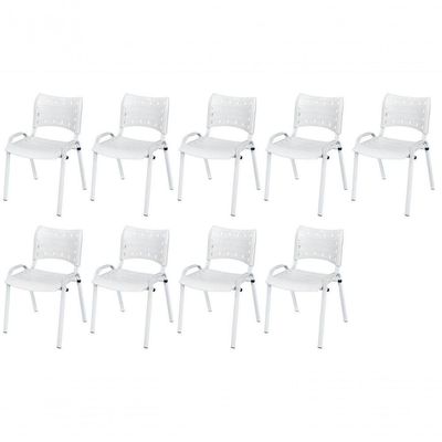 Cadeira Iso Base Branco Igreja, Escola, Escritório - Branco Kit 9 Peças