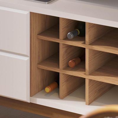 Rack Para Sala Bancada De 70 Pol. 180cm Norena C05 Off White Matte-freijó - Mpozenato