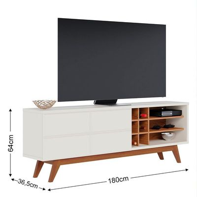 Rack Para Sala Bancada De 70 Pol. 180cm Norena C05 Off White Matte-freijó - Mpozenato