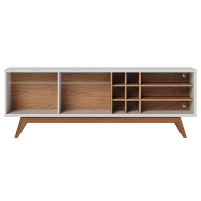 Rack Para Sala Bancada De 70 Pol. 180cm Norena C05 Off White Matte-freijó - Mpozenato