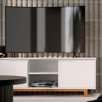 Rack Para Sala Bancada De 55 Pol 139cm Flow Branco - Ej Móveis