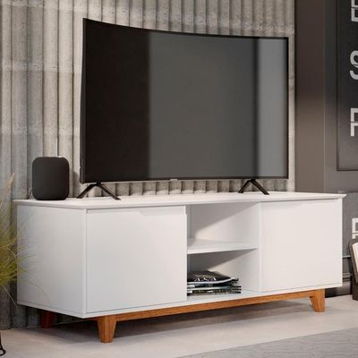 Rack Para Sala Bancada De 55 Pol 139cm Flow Branco - Ej Móveis