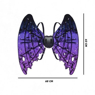 Asas Fantasia Vampiro Roxo Festas Música Led Brilhante