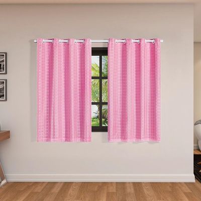 Cortina Blackout Pvc Com Tecido Voil Xadrez 2,00 M X 1,40 M - Fabricado na cor Rosa