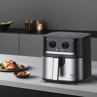 Fritadeira Air Fryer Midea Cyclone Preto e Inox 5,5L 110V FM55S1