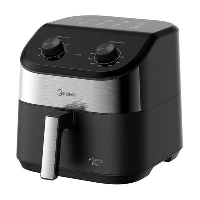 Fritadeira Air Fryer Midea Widemax Preto E Inox 5,5L 110V FWM55P1