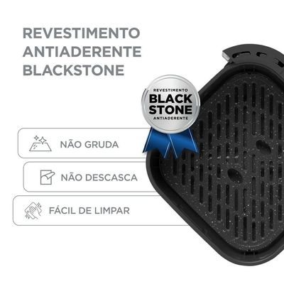 Fritadeira Air Fryer Midea Widemax Preto E Inox 5,5L 110V FWM55P1
