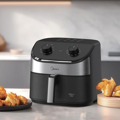 Fritadeira Air Fryer Midea Widemax Preto E Inox 5,5L 110V FWM55P1