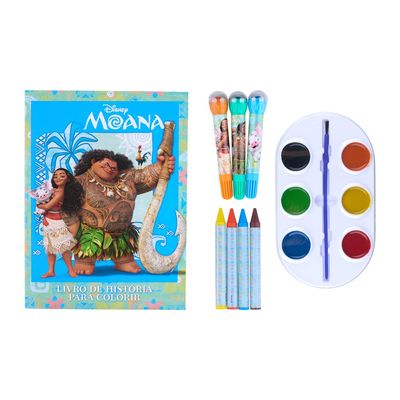 Livro Infantil Dcl Super Color Pack Moana para Ler e Colorir