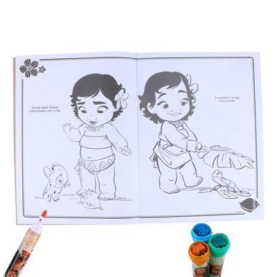Livro Infantil Dcl Super Color Pack Moana para Ler e Colorir