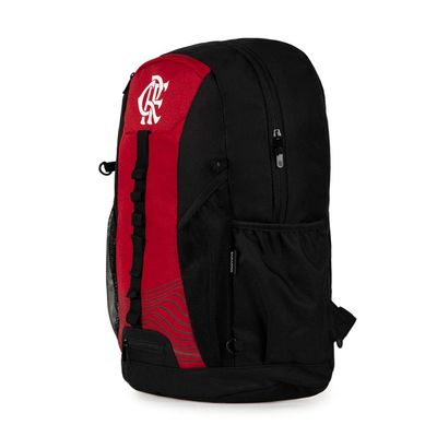 Mochila do Flamengo Masculina Esportiva Oficial com Rede de Suporte para Bola U / Preto-vermelho