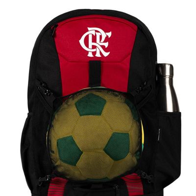 Mochila do Flamengo Masculina Esportiva Oficial com Rede de Suporte para Bola U / Preto-vermelho