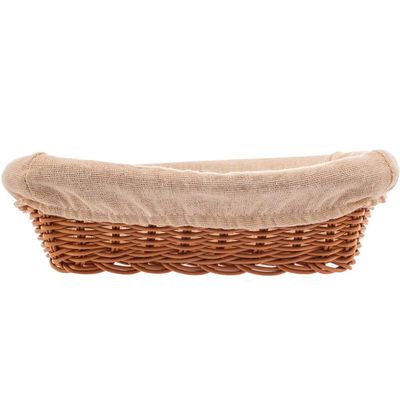 Cesta Porta Pão Lyor 24,5x17cm Retangular Rattan Plástico Forro Tecido Cesto