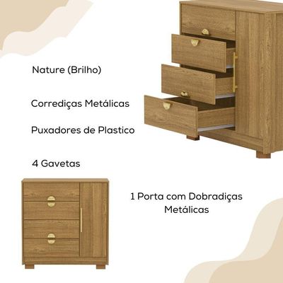 Comoda Sapateira 4 Gavetas 1p 93 Cm 20033 Vlr Nature