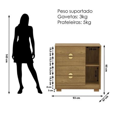 Comoda Sapateira 4 Gavetas 1p 93 Cm 20033 Vlr Nature