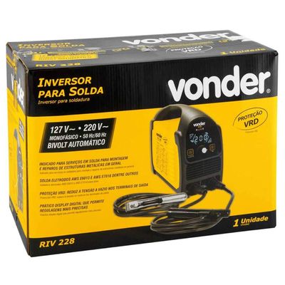 Inversor para Solda com Eletrodo e TIG com Display LED Monofásico 127V 220V Vonder RIV 228