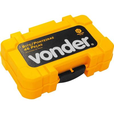 Jogo de bits/ponteiras com 46 peças encaixe sextavado de 1/4" VONDER