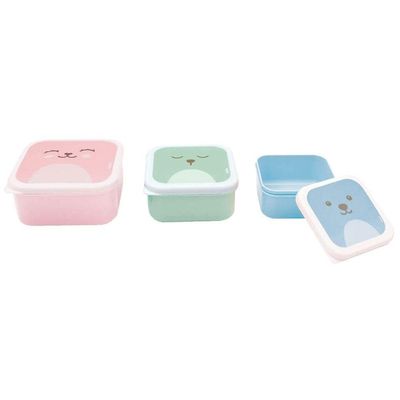 Kit 3 Potinhos Com Tampa Variados Gumy Rosa Buba