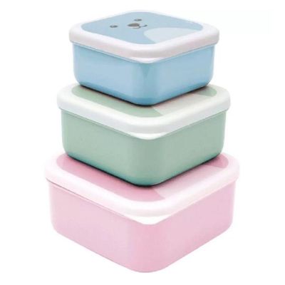 Kit 3 Potinhos Com Tampa Variados Gumy Rosa Buba