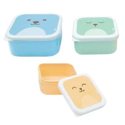 Kit 3 Potinhos Com Tampa Variados Gumy Azul Buba