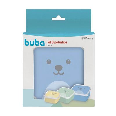 Kit 3 Potinhos Com Tampa Variados Gumy Azul Buba