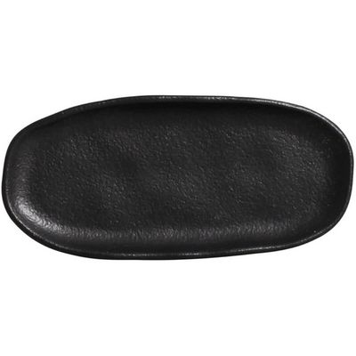 Kit 15 Travessas Cerâmica para Sushi 16,5x8cm Orgânico Preto Fosco Restaurante Porto Brasil
