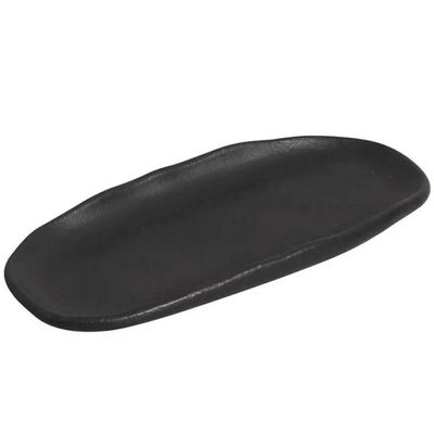 Kit 15 Travessas Cerâmica para Sushi 16,5x8cm Orgânico Preto Fosco Restaurante Porto Brasil