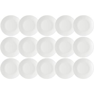 Kit 15 Pratos para Sobremesa Rasos Redondos 18cm Branco Coza Porções Petiscos Doces
